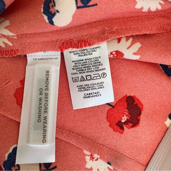 LOFT Daisy Floral Satin Midi Slip Skirt Coral Orange Side Slit NWT M - Picture 9 of 16